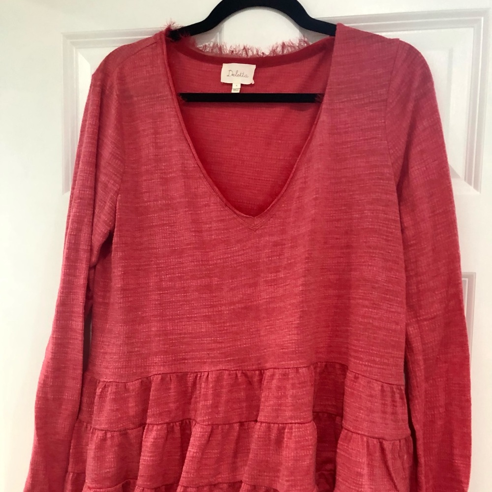 Anthropologie Pink long sleeve Deletta Top
